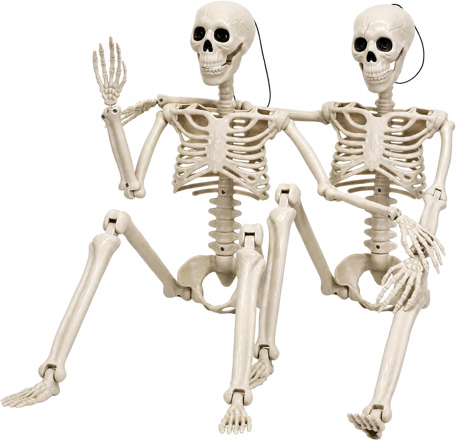 HBSTK 2 Pack 36.5" Halloween Skeleton, Full Body Life Size Posable Skeletons with Movable Joints, Realistic Plastic Human Bones Anatomy Model for Halloween Decorations Outdoor Yard Décor