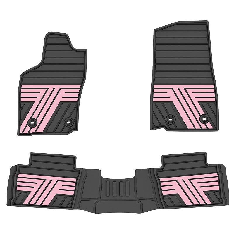 Tapetes automotivos de borracha para Toyota Tacoma 2024-2026, cabine dupla, preto e rosa, 3 peças