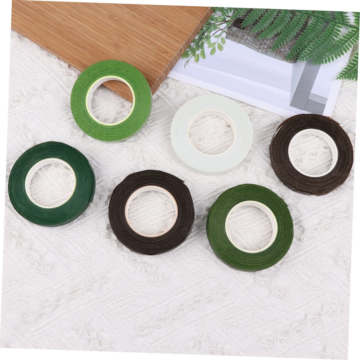 VILLCASE 6 Rolls Floral Tape Multi Color Stem Wrapping Tape for Flower Arrangement Bouquet Packaging DIY Crafts Gift Wrapping and Scrapbooking Light Green White Coffee Dark Coffee