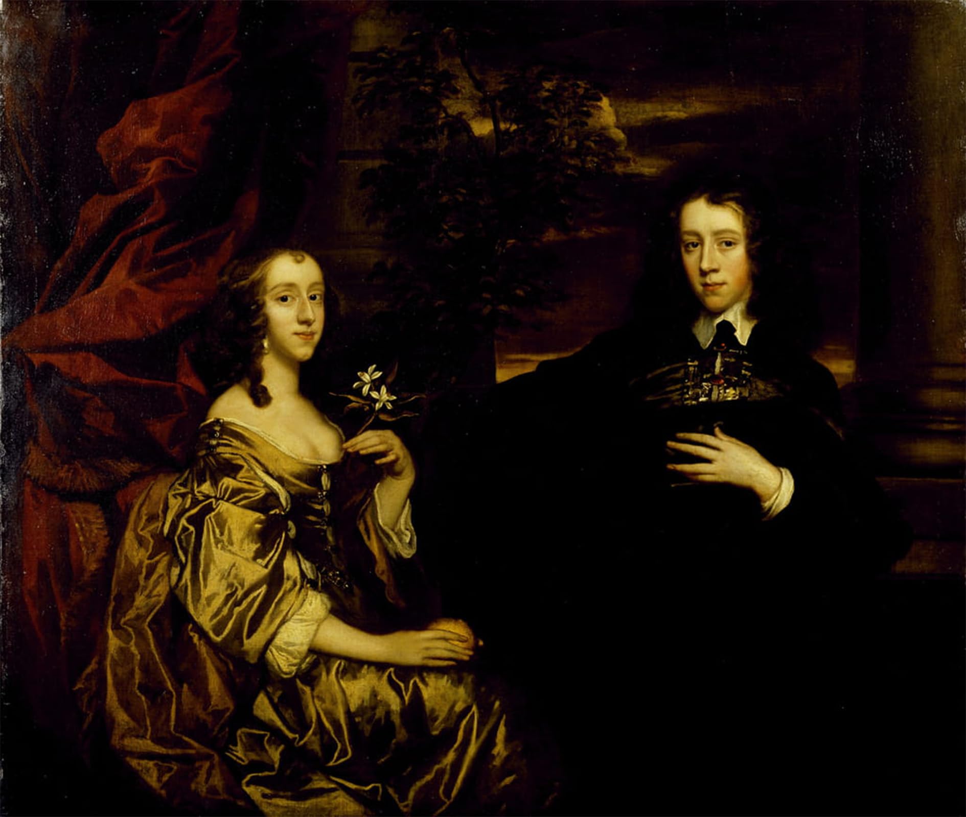 SERENDIPITP Aesthetic Poster Photo Wall Print Retro Picture Portrait of a Young Gentleman and His Wife by Peter Lely Modern Wall Artwork for Home Decor 60x90cm