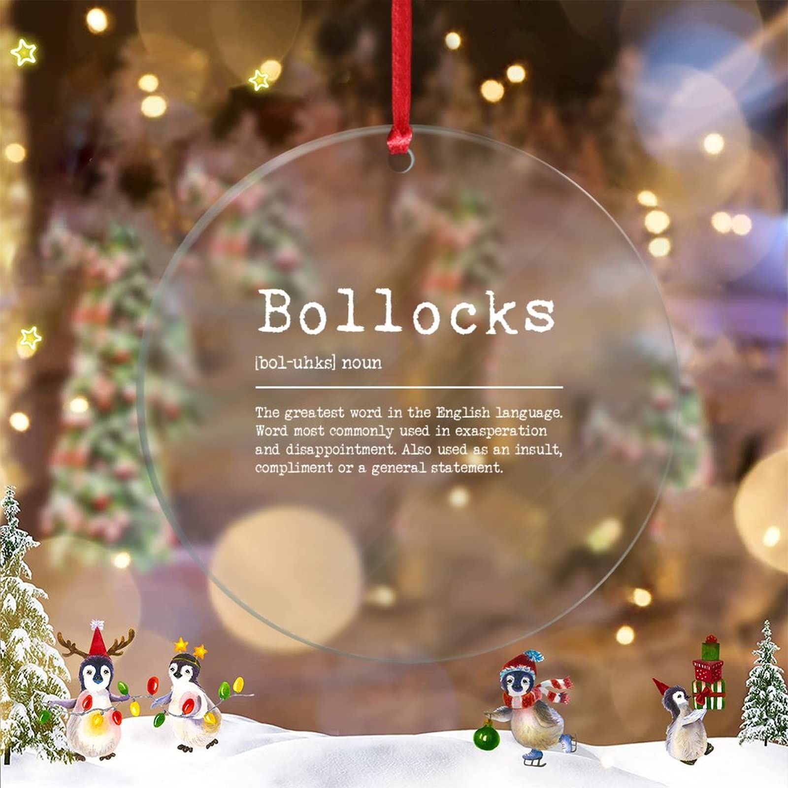 Bollocks Definitions Personalized Christmas Ornaments 2022 Bollocks Definition Typography Christmas Decorations For Tree Bollocks Quote Acrylic Ornaments Keepsake Gifts for Holiday Souvenir Wedding