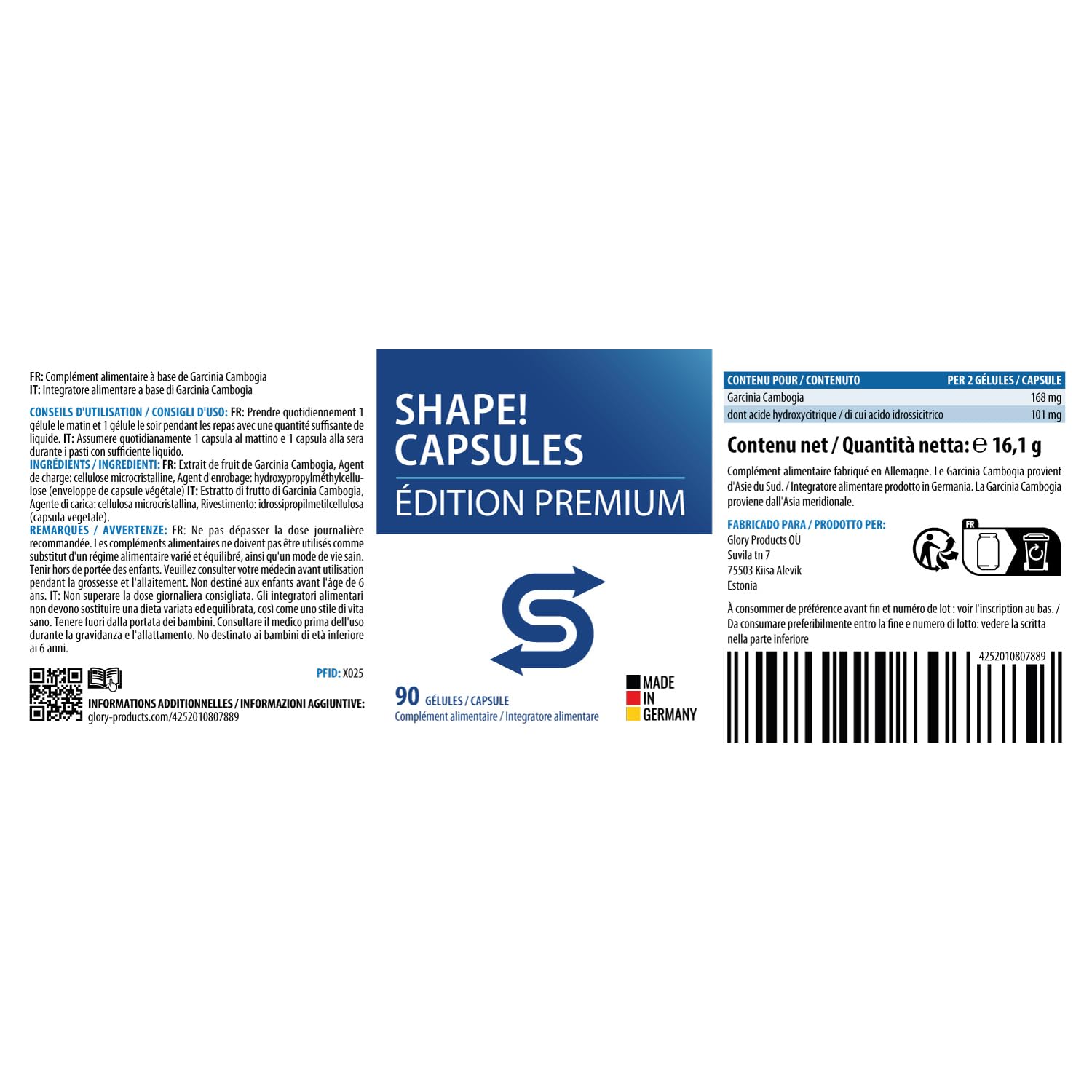 S Extra Shape Capsules | Votre compagnon quotidien pour hommes & femmes | en maxi pack 90 gélules 1x