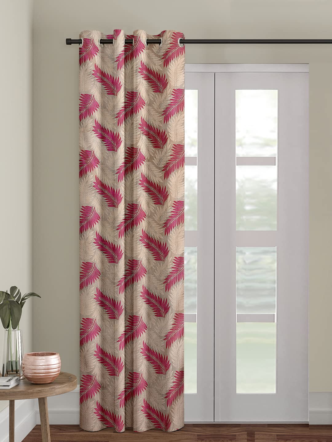 Cortina 1 Piece Leaf Design Panel Eyelet Polyester Door Curtain - 7-Feet, Pink (B0C6KXX956) Amazon Price History, Amazon Price Tracker