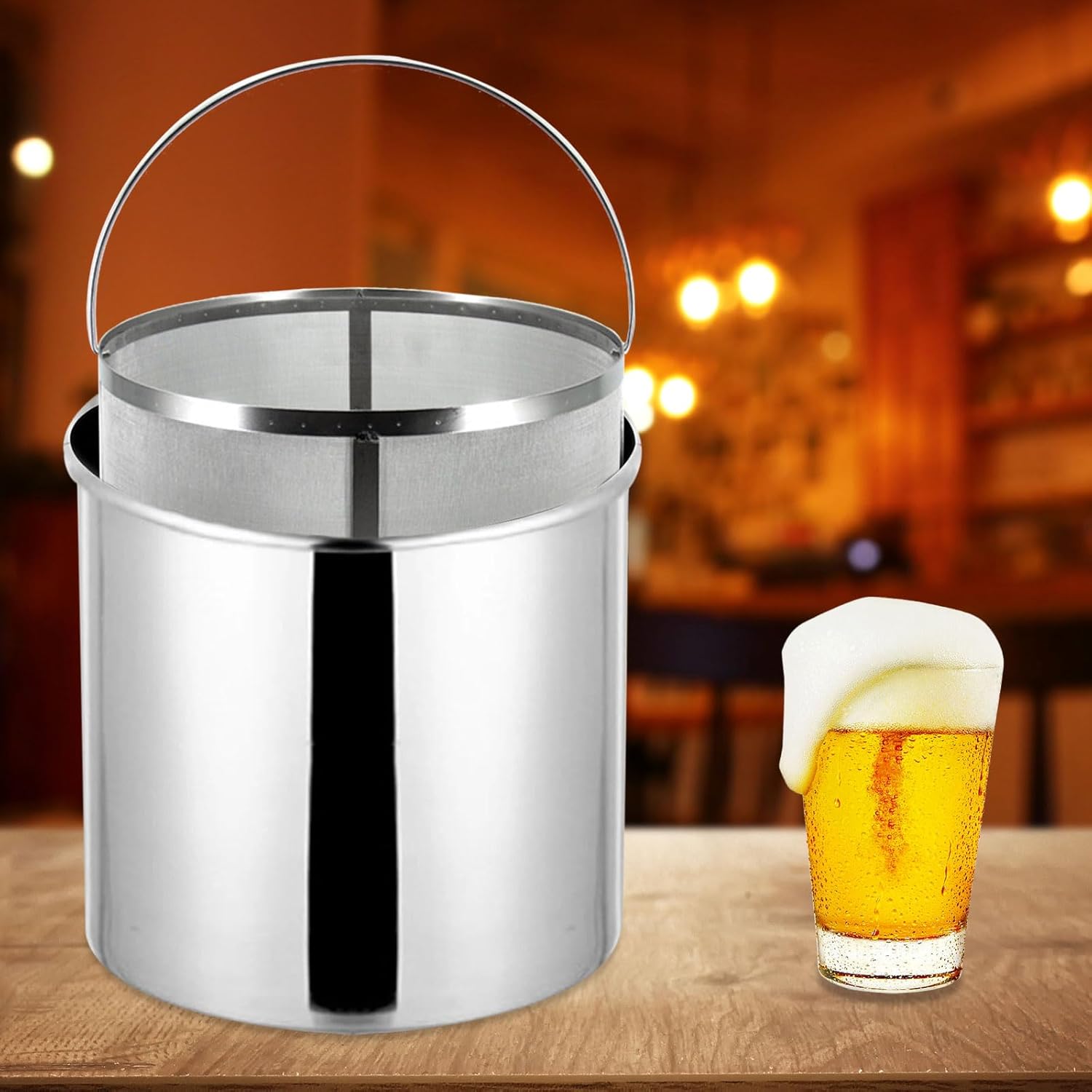 AIZYR Beer Dry Hopper Filter,400 Micron Filter Stainless Steel Strainer Hop Spider Beer Strainer for Homebrew Wine/Beer Brew Filter,12.9x12.9 inch