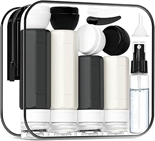 17 Pack Travel Bottles - TSA Approved Travel Size Toiletries, Leak Proof Containers for Toiletries, Silicone Squeezable Container for Shampoo, Body Wash, Lotion & Conditioner - Black