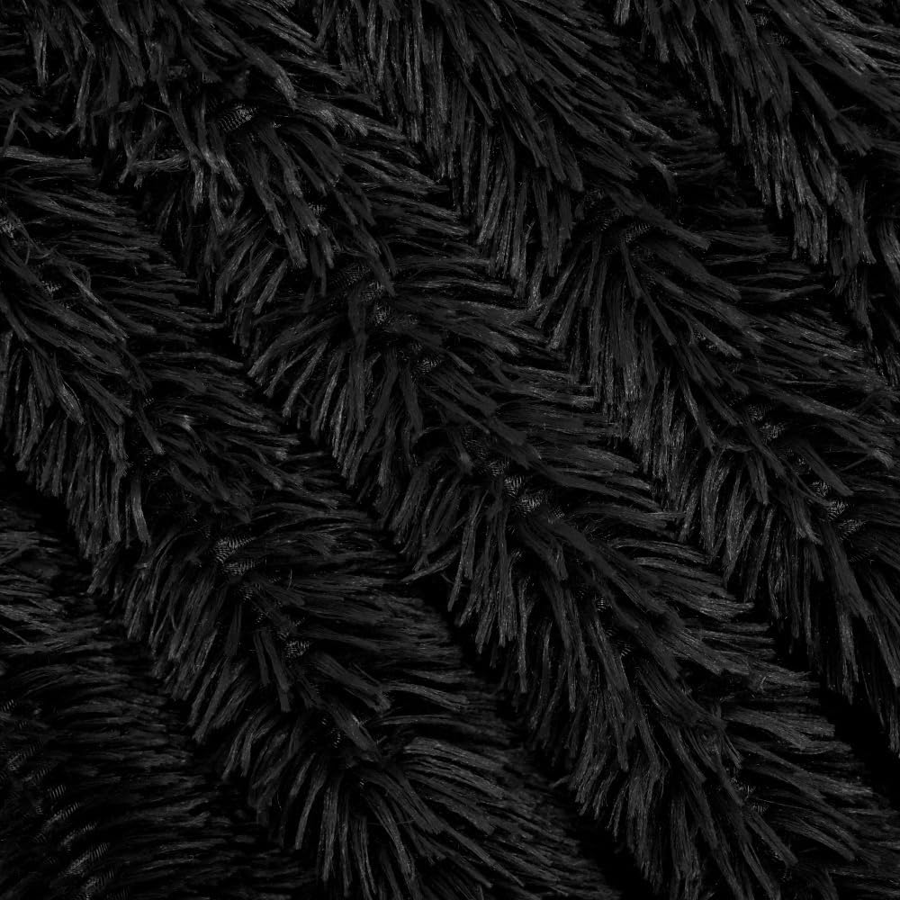 Plush Super Soft Blanket Bedding Sofa Cover Furry Fuzzy Fur Warm Throw Qulit Cozy Couch Blanket for Winter (51"x63", Black)