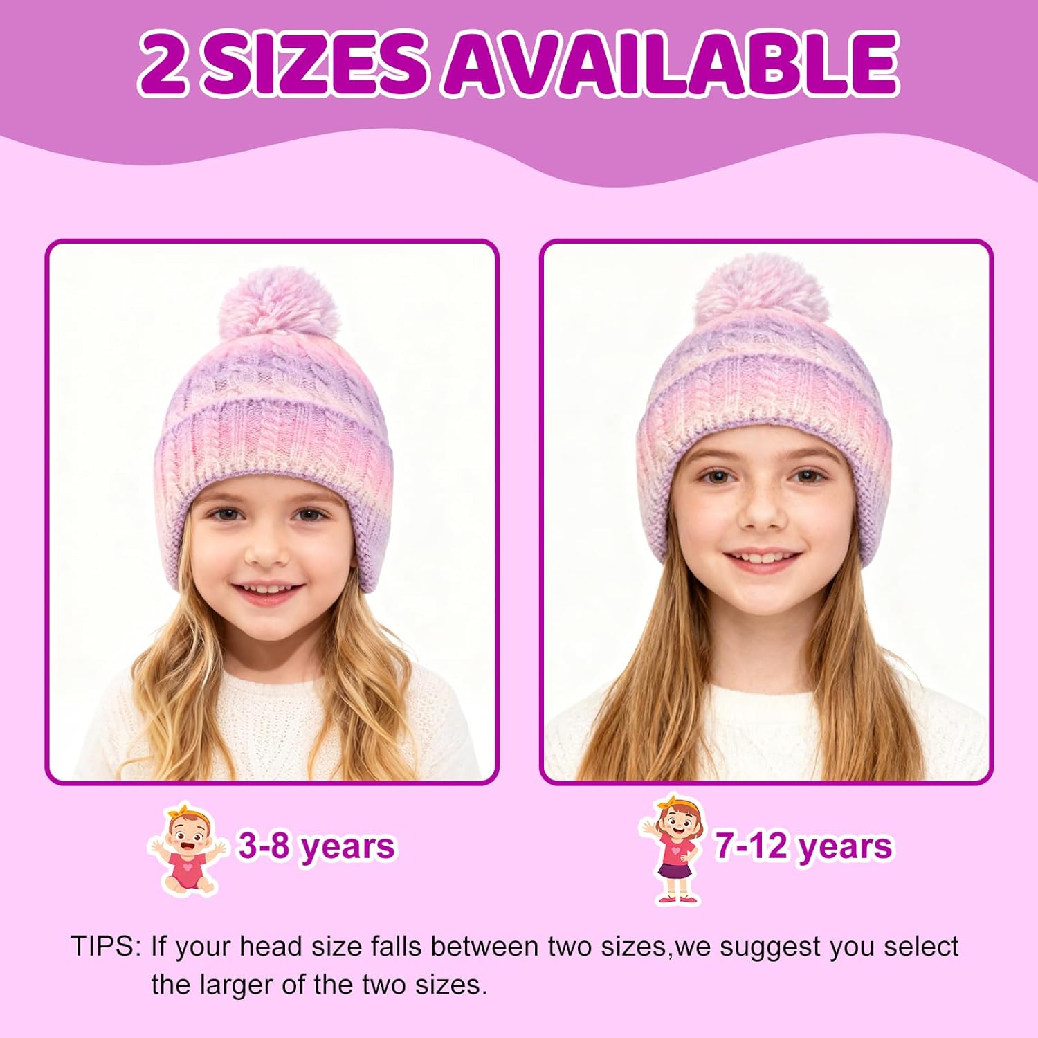 Girls Boys Knit Winter Beanie Hat with Earflaps - Colorful Warm Fleece Lined Hat for Kids Ages 3-12 - Image 4