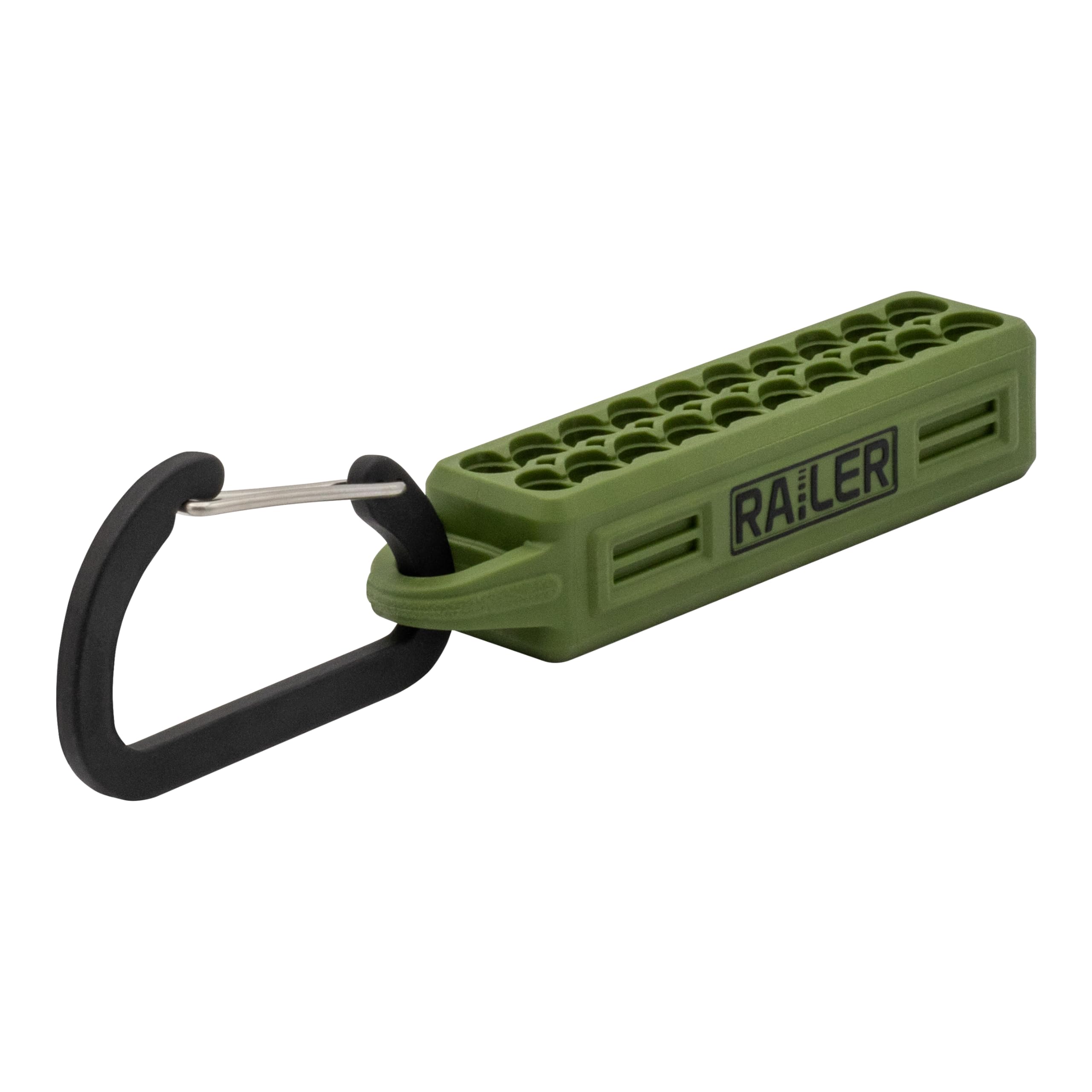 Screwdriver Bit Holder Storage Organizer – Railer 20-Hole Camo Green Bit Holder with Carabiner