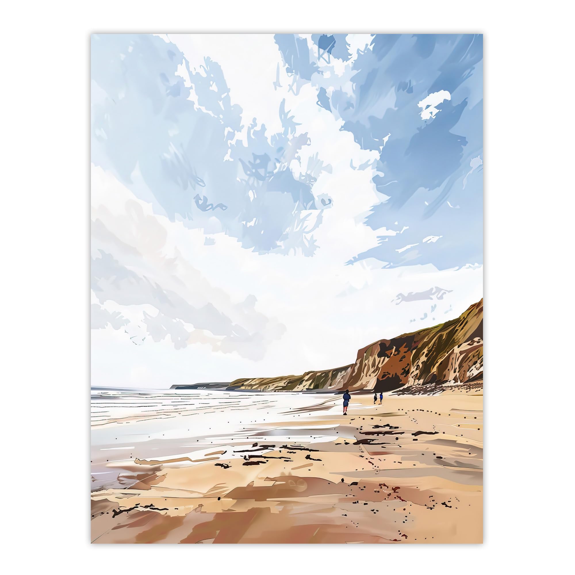 Artery8 Filey Beach Coastal Cliffs Landscape England Sky Living Room Large Wall Art Poster Print Thick Paper 18X24 Inch