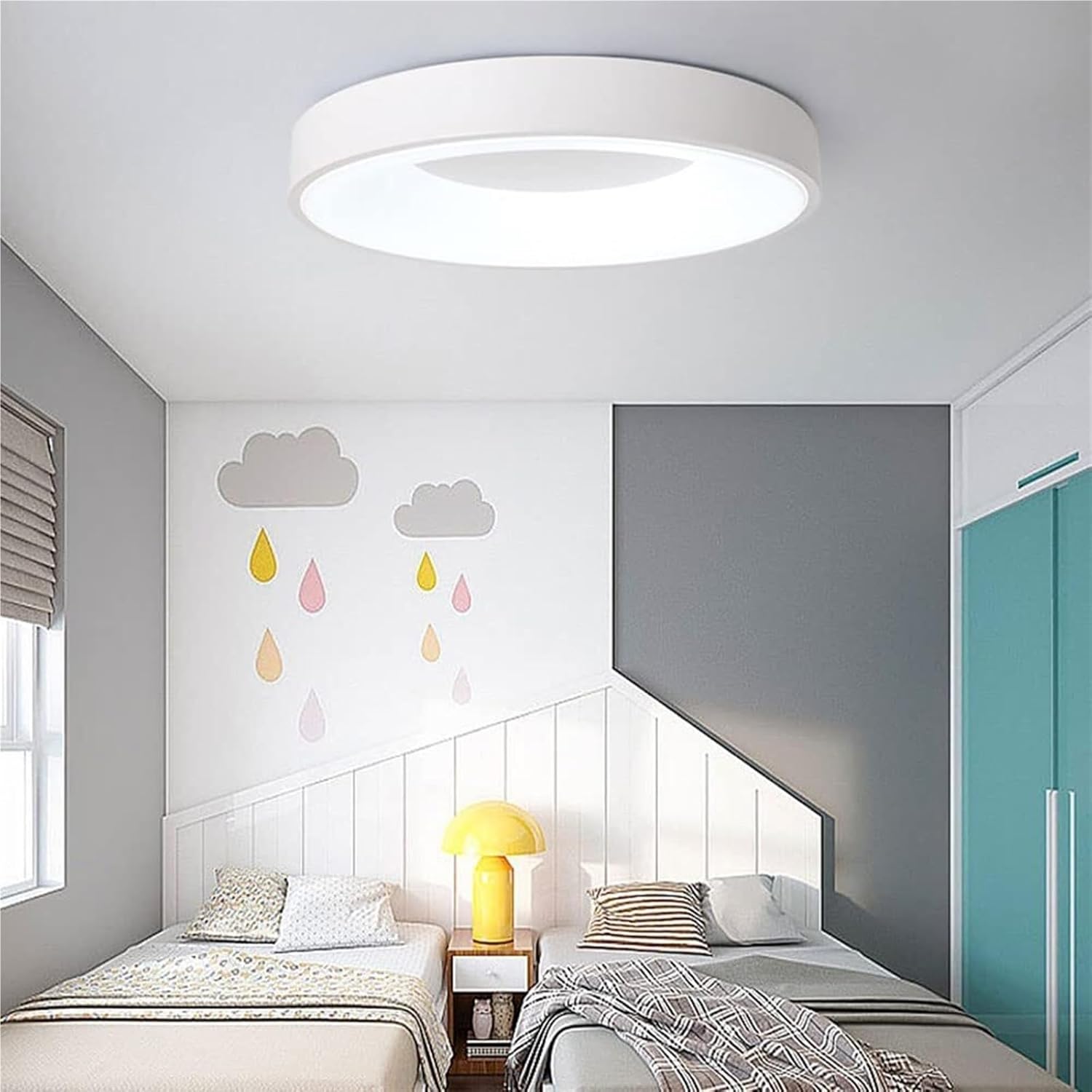 Danish Design LED Flush Mount Ceiling Light – 18W Metal Lamp, 11.8-Inch Easy to Install Fixture for Bedroom and Balcony(Green,15.7in)