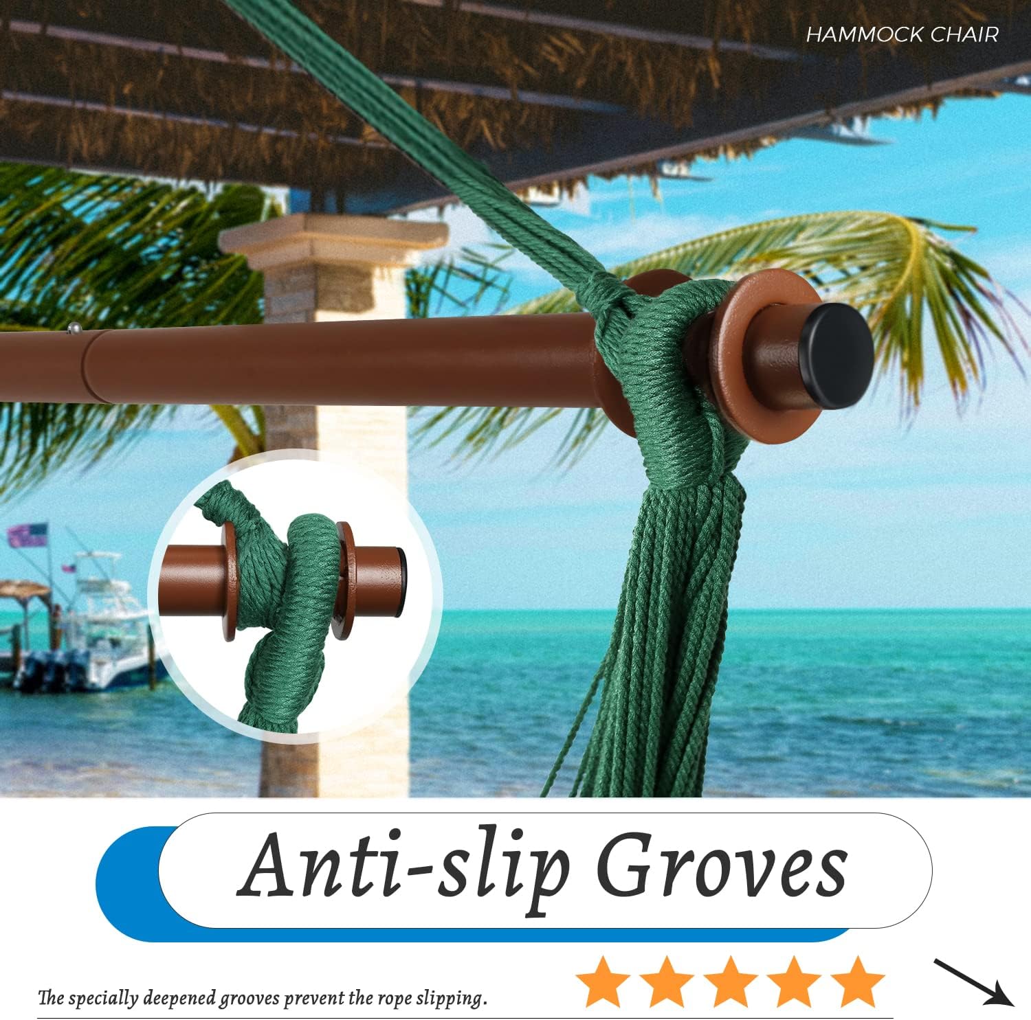 Large Caribbean Hammock Chair with Hanging Hardwear Kits, Indoor Outdoor Hanging Chair with Spreader Bar and 2 Hanging Hooks