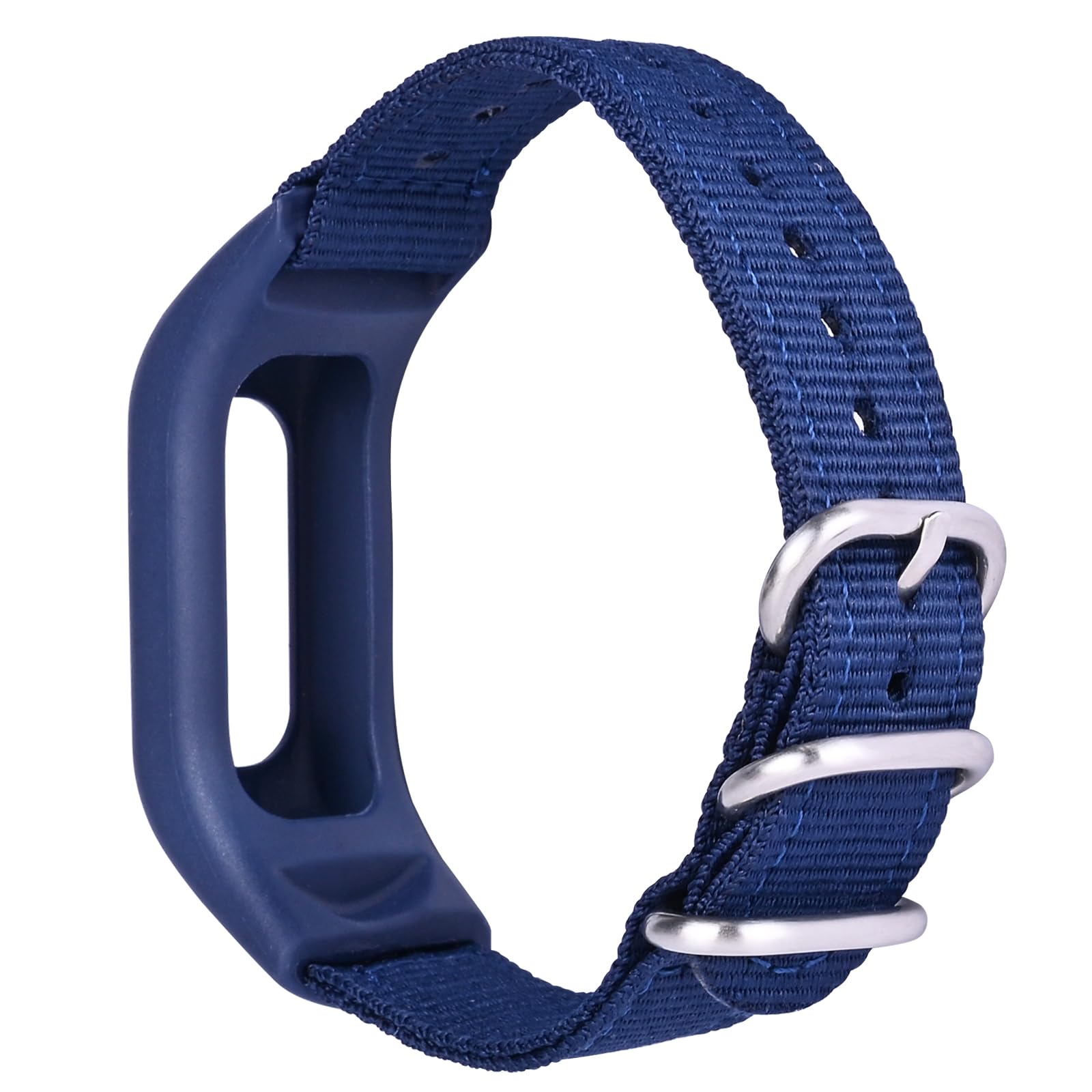 C2D JOY Canvas Nylon Straps Compatible with Garmin Vivosmart 4 tracker Replacement Bands with Case-Midnight Blue