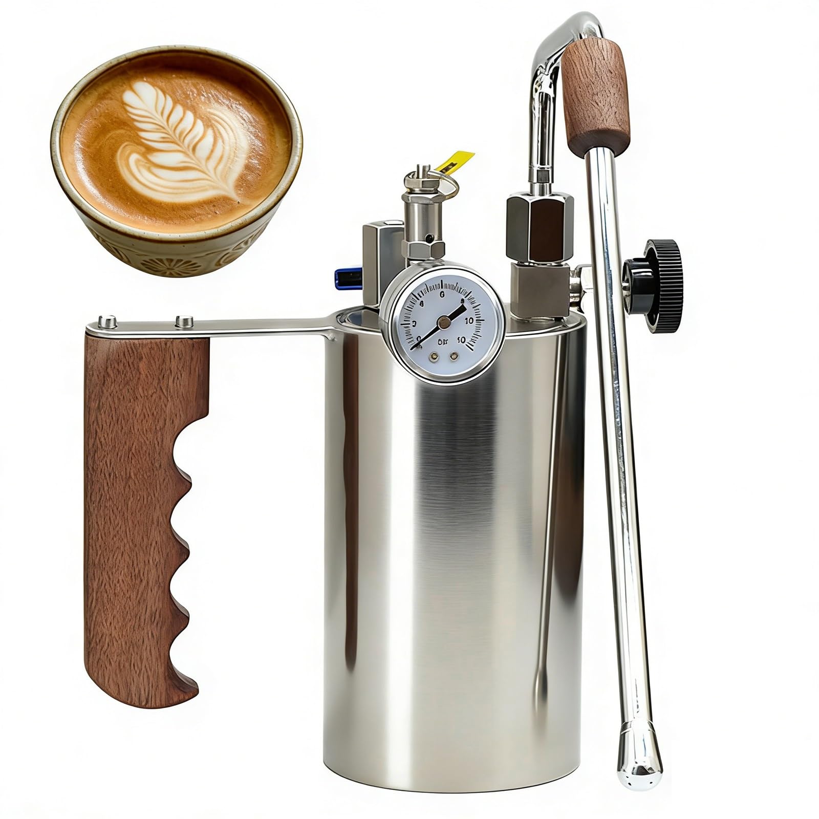 Elektryczny spieniacz do mleka, profesjonalny ekspres do kawy latte i gorącej czekolady, pojemność 100-500 ml z manometrem ciśnienia powietrza
