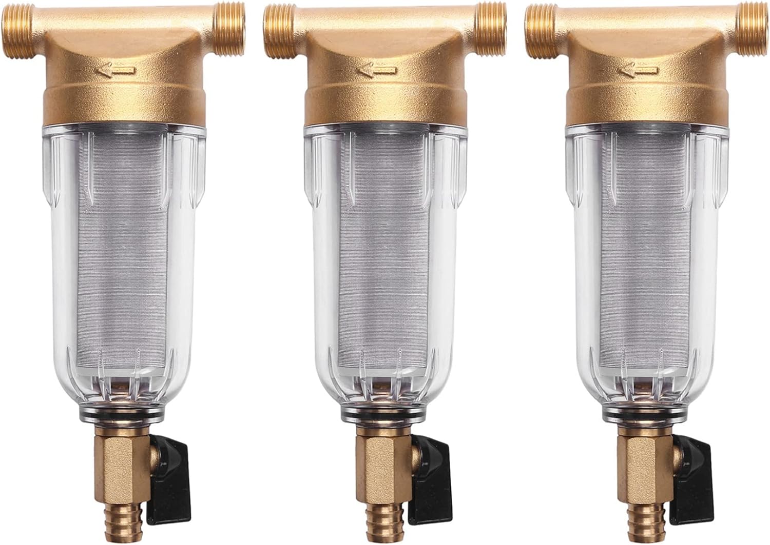 3X 4 Split-Mouth Water Filters Front Purifier Copper Lead Pre-Filter Backwash Remove Rust Contaminant Sediment Pipe