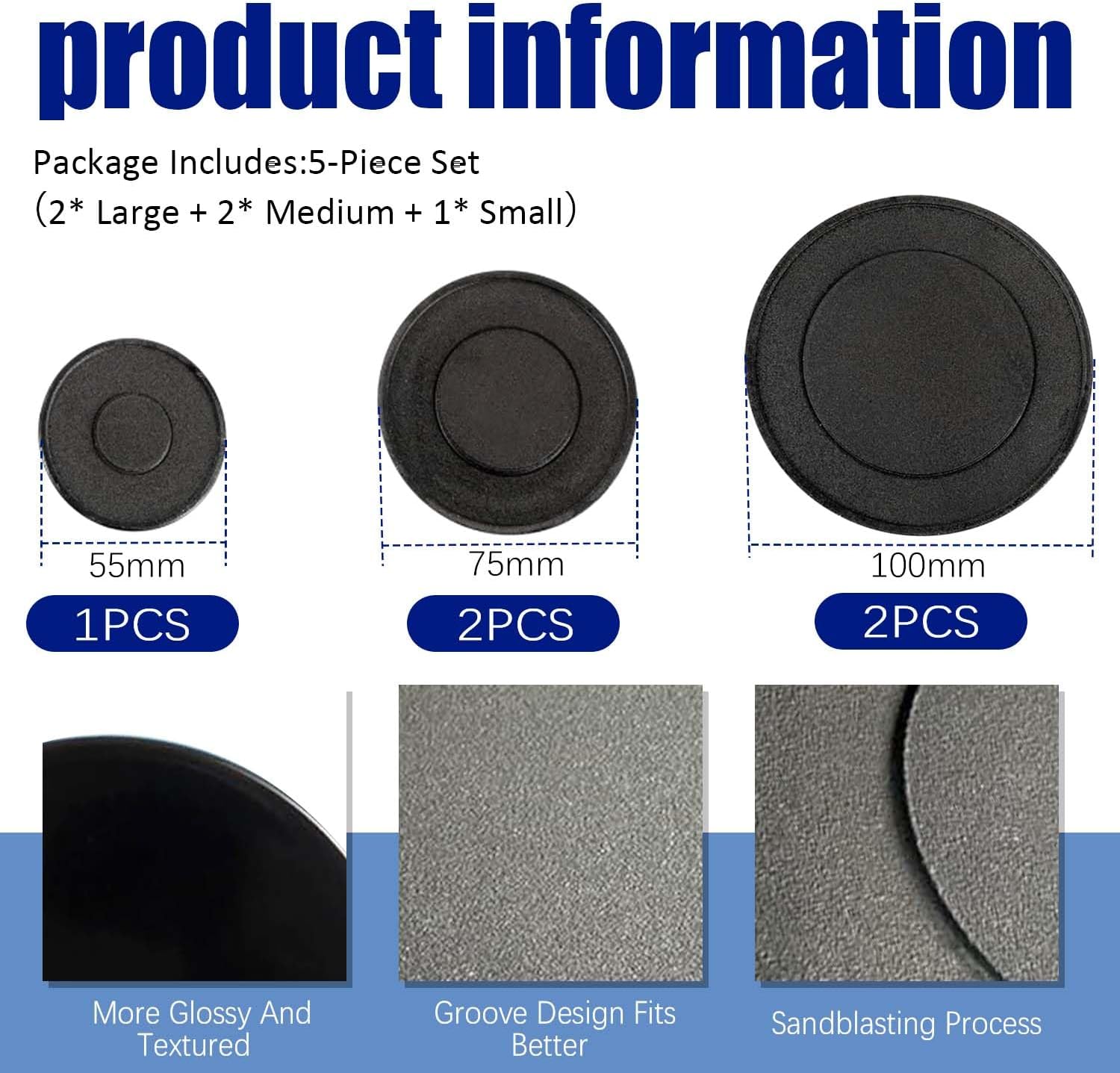 5-Piece set of gas stove burner cover,Upgraded gas stove burner cover kit for SABAF Stoves,Oven Gas Hob Burner Crown Flame Cap Cover, Stove Handles Lid Kit (Flat)