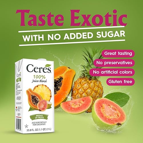 Miniatura 3 de Ceres Mezcla de jugo de fruta 100% pura, deliciosa mezcla de frutas, rica en vitamina C, sin conservantes, sin colesterol, sin gluten, 33.8 onzas