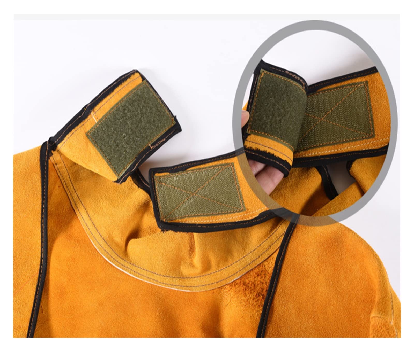 Soldador de cuero ropa soldadura llamadas soldador retardante en general siam del delantal traje protección metal líquido(Yellow stand collar,L)