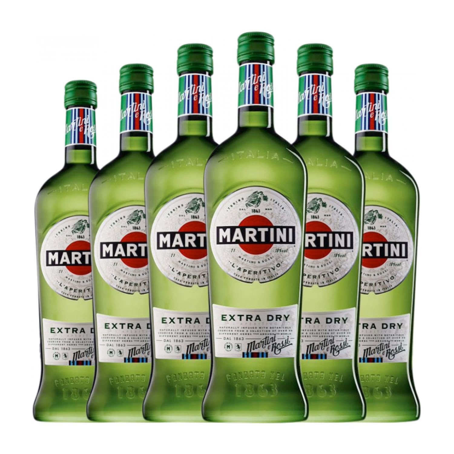 Vermut Martini Extra Dry Extra Seco Botella Misil 1 L (Caja de 6 Botella Misil de 1 L)