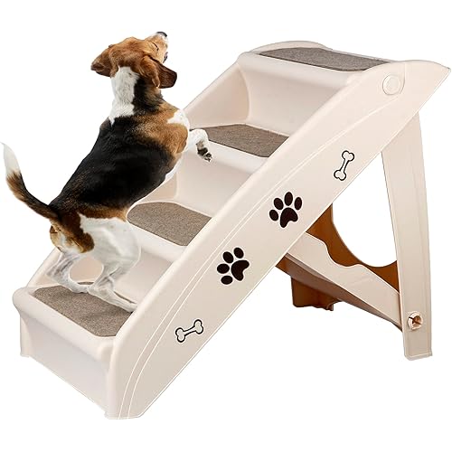 ZENY Folding Dog Stairs, Portable Indoor/Outdoor Pet Steps for Bed, Couch, Car, Pet Stairs for Small Pet Dog/Cat