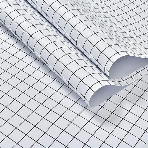 GLOW4U Revestimiento de vinilo autoadhesivo con patrón de cuadros decorativo para cajones, cajones, armarios, encimeras, paredes, artes y