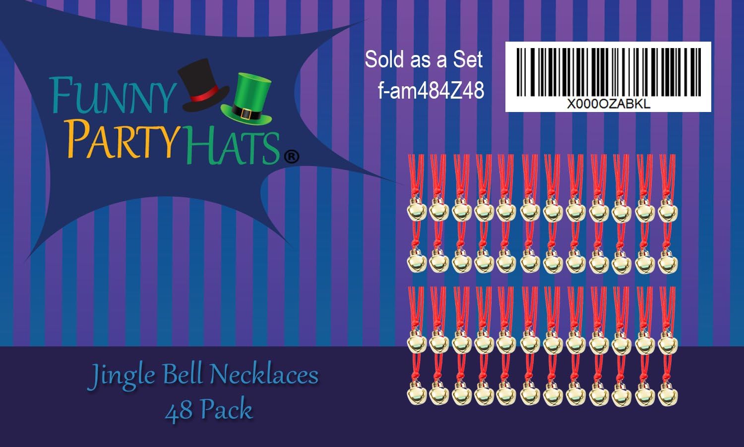 Jingle Bell Necklaces - 48 Pc - Bulk Christmas Necklaces - Gold Bell Necklaces - Funny Party Hats - Image 8