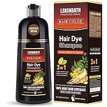 Natural Hair Dye Shampoo, 3-IN-1 Herbal Hair Color Shampoo, Instant Hair Dye for Men & Women, 100% Hair Color Coverage for Gray Hair And All Hair Types 16.9 Fl Oz 500ml Chestnut brown