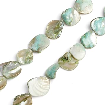 Firstmeet 40Pcs Freeform Irregular Shape Shell Beads Loose Spacer Natural Beads for Necklace Bracelet Jewelry MakingDIY-1015-Ice Green
