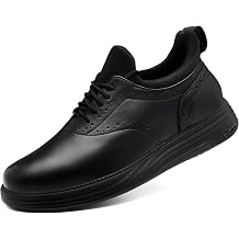 Non Slip Work Shoes for Men Slip On Sneakers Waterproof Casual Air Cushion Footwear Slip Resistant Classic Walking Dress Shoes Black