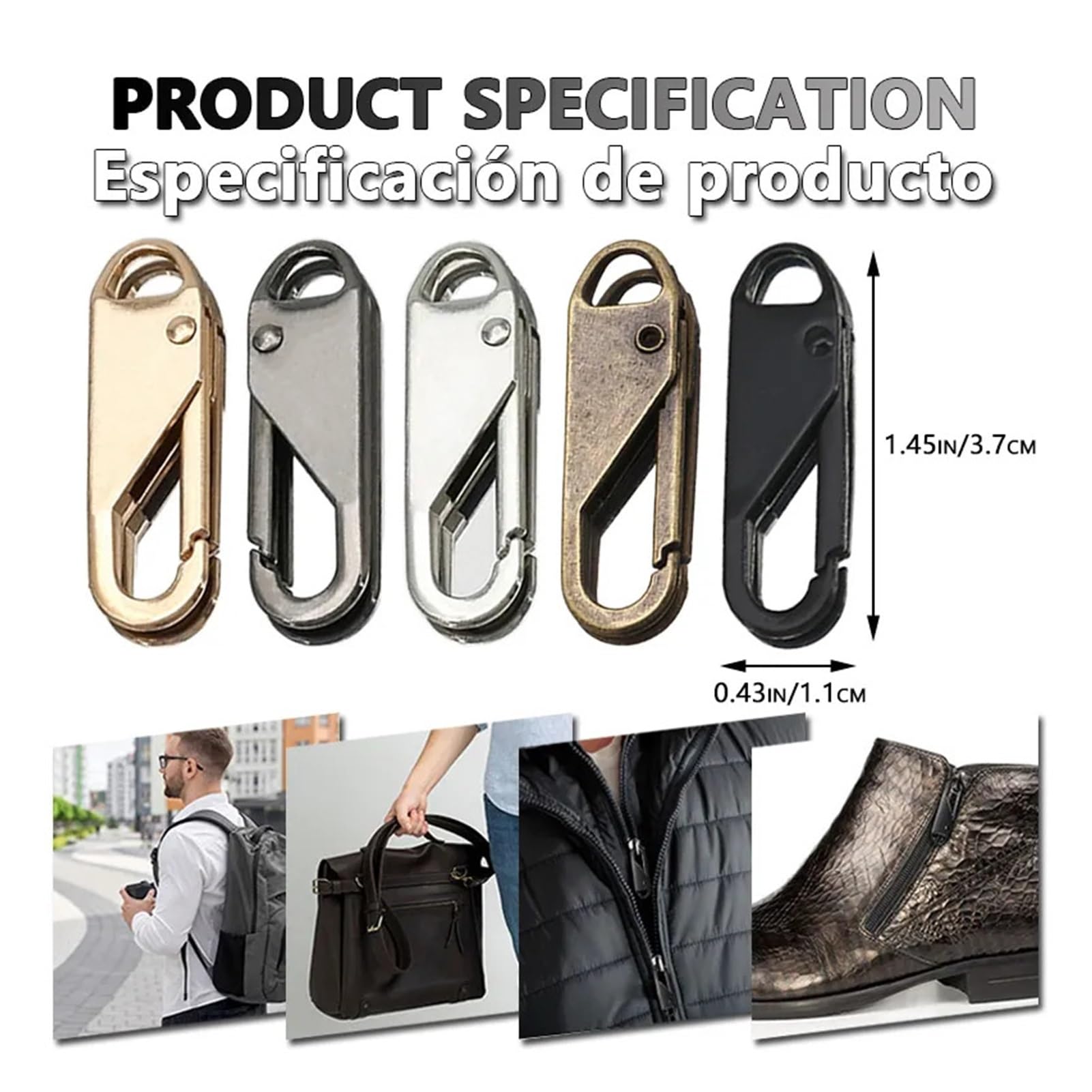 BUUV Kit de reparación de cremallera de repuesto para equipaje, mochila, ropa, pantalones, cartera (gris, 2 piezas)