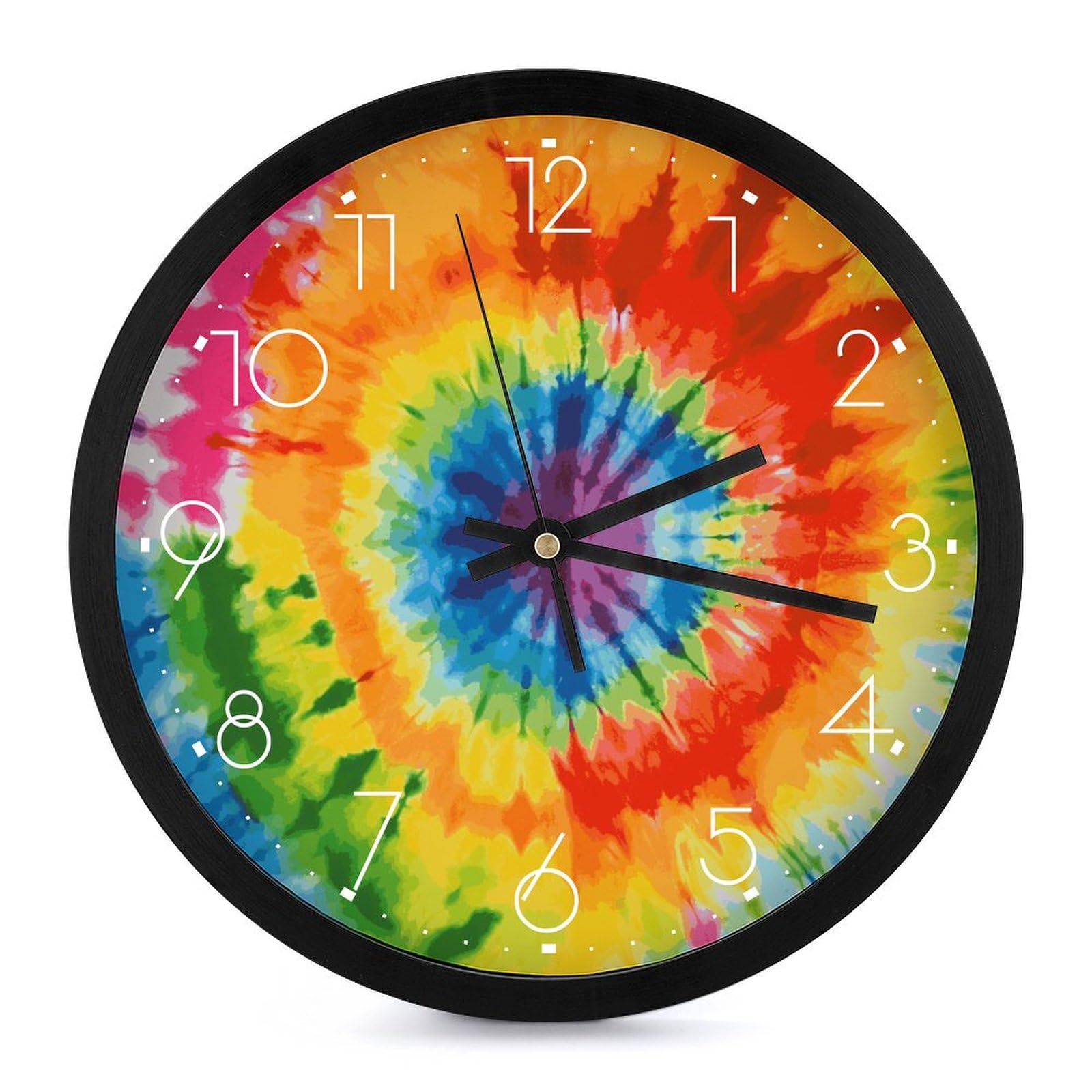Horloge murale silencieuse sans tic-tac mécanique à piles Tie-Dye