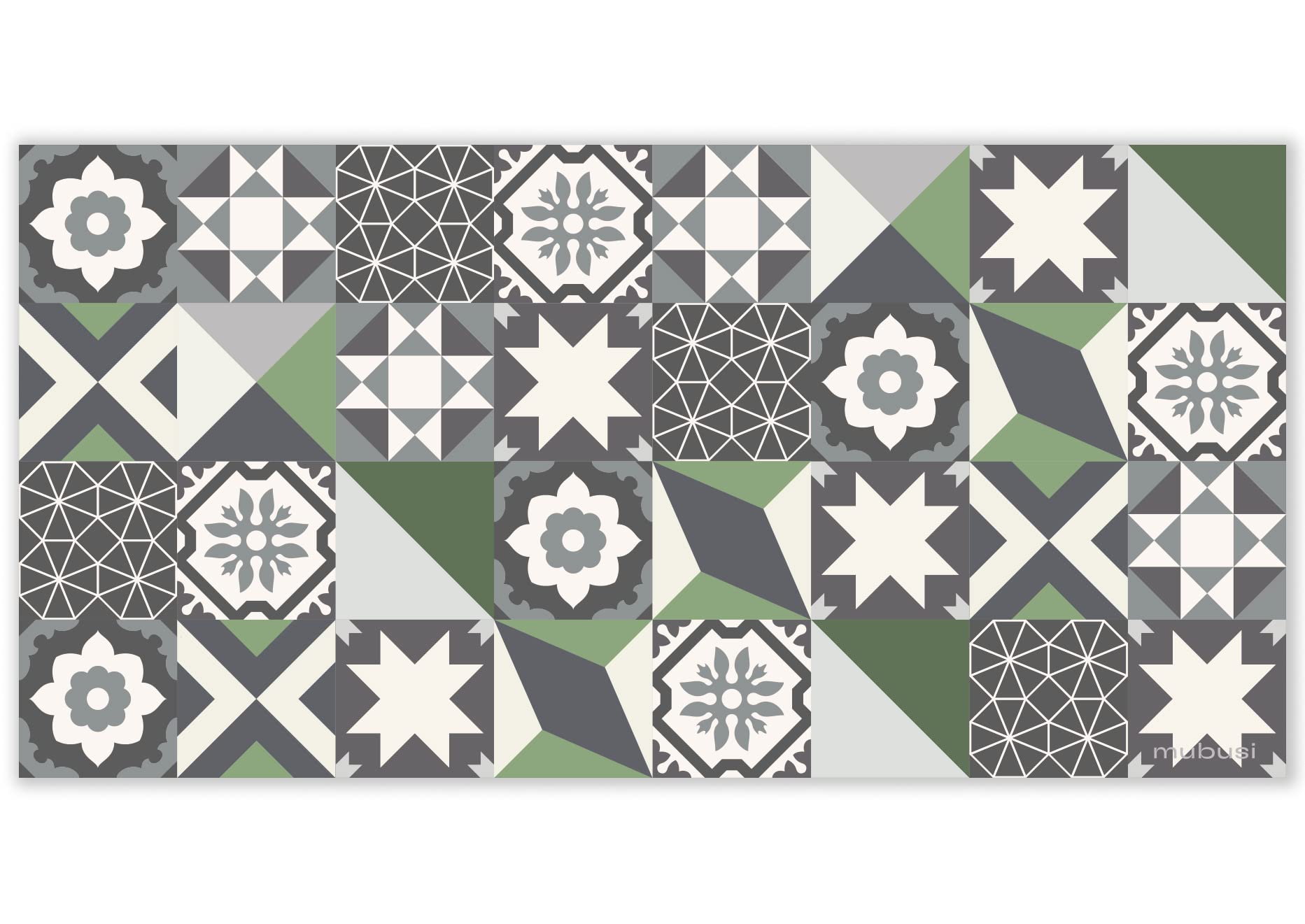 mubusi Alfombra Vinílica Cocina Salón - Varios Tamaños - (Hidráulica Oporto Verde 40x80 cm)