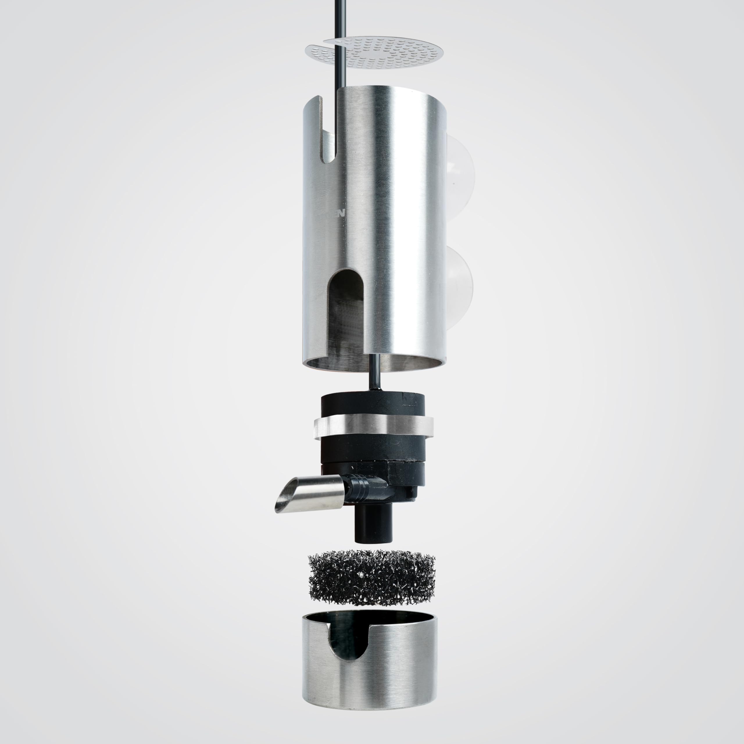 Landen Pura - Mini espumador de Superficie para Acuario sin Borde, removedor Interno de película de Aceite, espumador Compacto de Acero Inoxidable con Bomba silenciosa para Agua Limpia, Ideal para