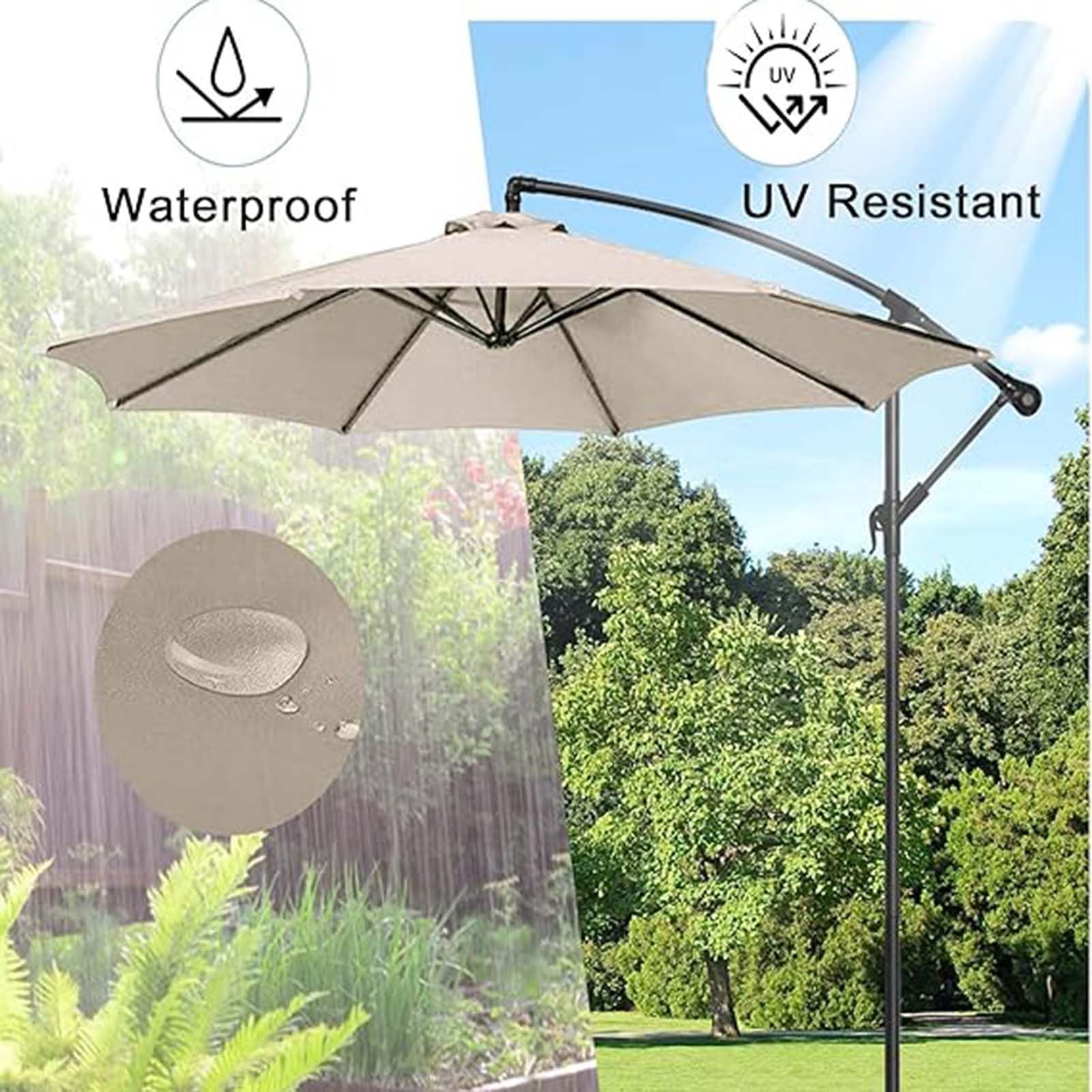 THEGA Parasols De Marché Ronds À 6 Ou 8 Baleines, 2,0 M, 2,3 M, 2,5 M, 2,7 M, 3,0 M, Toile De Remplacement Universelle Et Robuste avec Aération De Protection Et Protection Anti-UV
