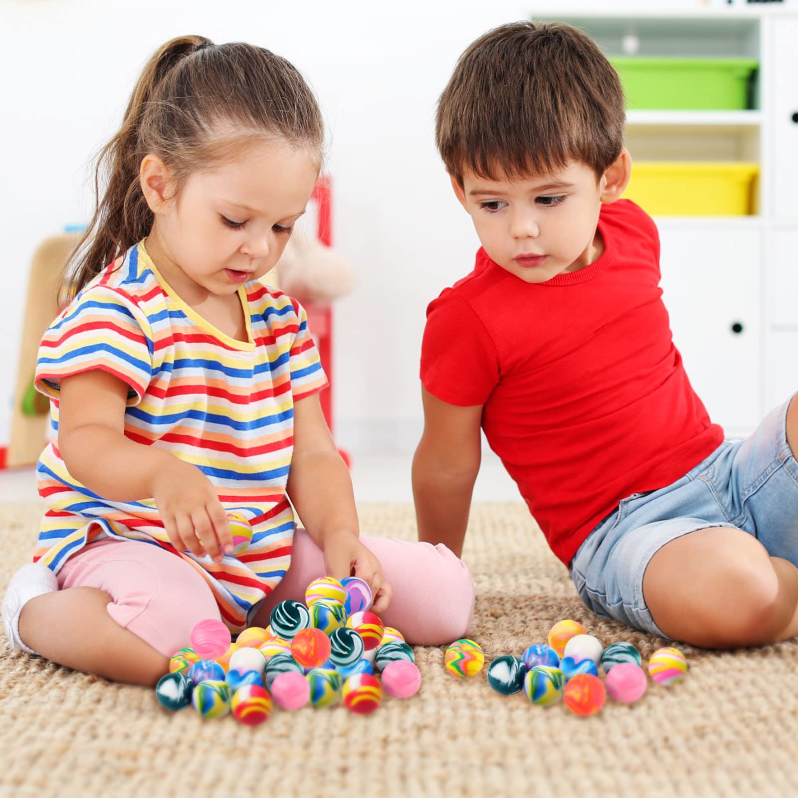 Deekin 300 Pack Bouncy Balls 1 Inch/ 27 mm Rubber Ball Small Bouncing Ball Bouncy Balls Bag Fillers Pinata Filler Birthday Party Favors Gift Game Prizes Vending Machines