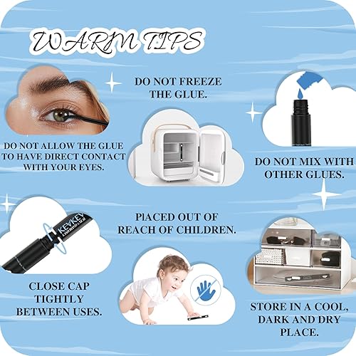 Miniatura 6 de KevKev Pegamento de pestañas para extensiones de pestañas, fijación fuerte de larga duración, 48-72 horas, pegamento de pestañas para pegar y
