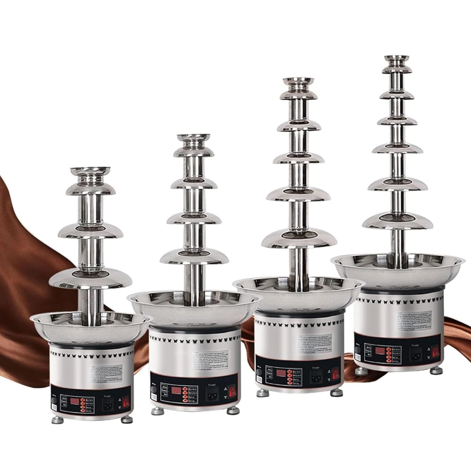 RJJWXSMGS 4/5/6/7 Tiers Large Capacity Chocolate Fountain,Commercial Fondue Machine with Temp Control for Parties/Weddings/Restaurants (4tiers)