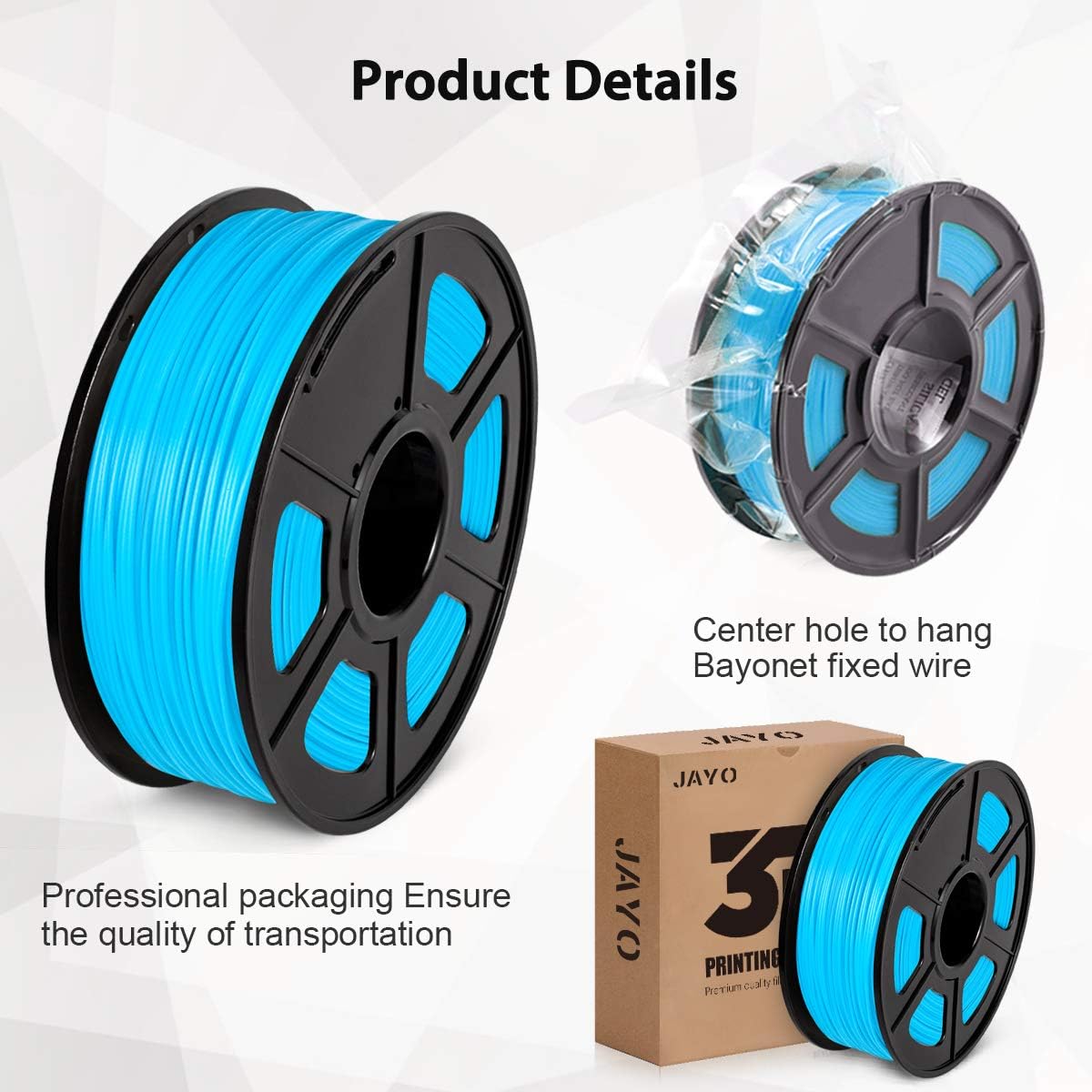 3D Printer PLA Filament 1.75, Glow in The Dark PLA Filament 1.75mm, Fit FDM 3D Printer, 1KG Spool, Dimensional Accuracy +/- 0.02 mm, Glow in The Dark Blue