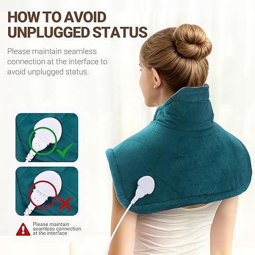 Miniatura 8 de Graphene-Infused Heating Pad for Neck and Shoulders and Back, Deeper Pain Relief Weighted Heat Pads, Heated Wrap with 6 Heat Settings 4 Auto-Off,