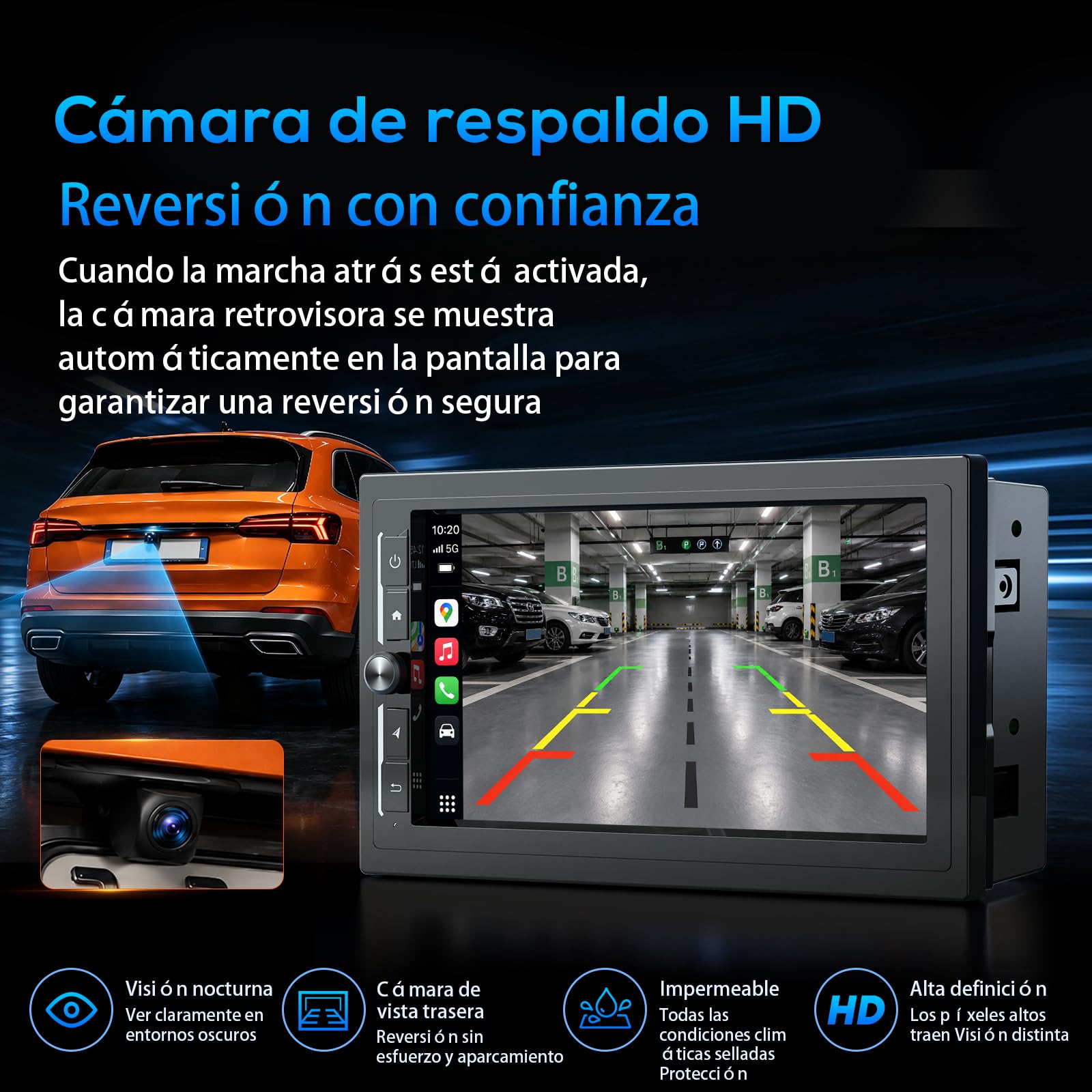 Haudio Radio samochodowe 2 DIN, 7 cali samochodowe stereo z bezprzewodowym systemem Android Auto & Carplay, kamera cofania 720p, Bluetooth, Mirror Link, SWC, sterowanie kierownicą, FM/AM/RDS/ASP, 2+32