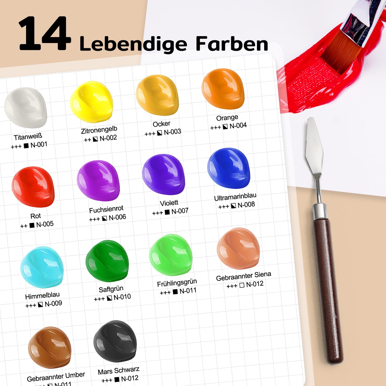 TMOL Acrylfarben Set, 14 x 500 ml – wasserdichte, lichtbeständige & schnell trocknende Acrylfarbe für Künstler, Anfänger & Hobby-Maler. Ideal für Holz, Glas, Keramik, Leinwand und Stoffe