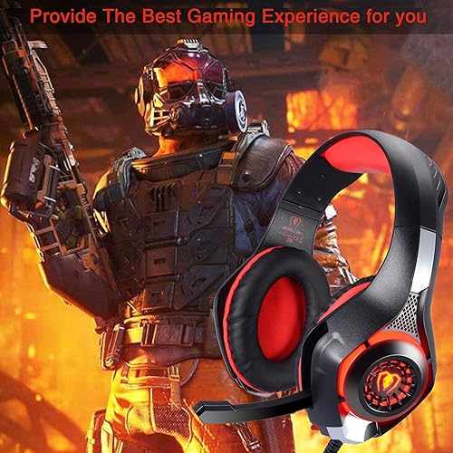 Miniatura 7 de Auriculares estéreo para juegos para PlayStation 4 PS4, auriculares con micrófono y luces LED para Xbox One, PC, laptop (rojo)