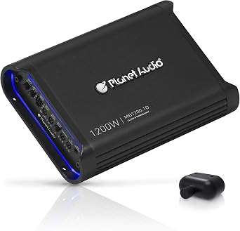 مضخم صوت من الفئة D من Planet Audio MB1200.1D - 1200 إخراج عالي ، مدخلات منخفضة / عالية المستوى ، كروس منخفض / مرتفع ، باس لمضخم الصوت