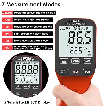 Digital Infrared Thermometer Gun 30:1, BTMETER Dual Laser IR Temperature Gauge BT-1600APP Measure High Temp -58F to 2912F with Data Logging for HVAC Kiln Forge Oven Pizza Cooking(Not for Human)