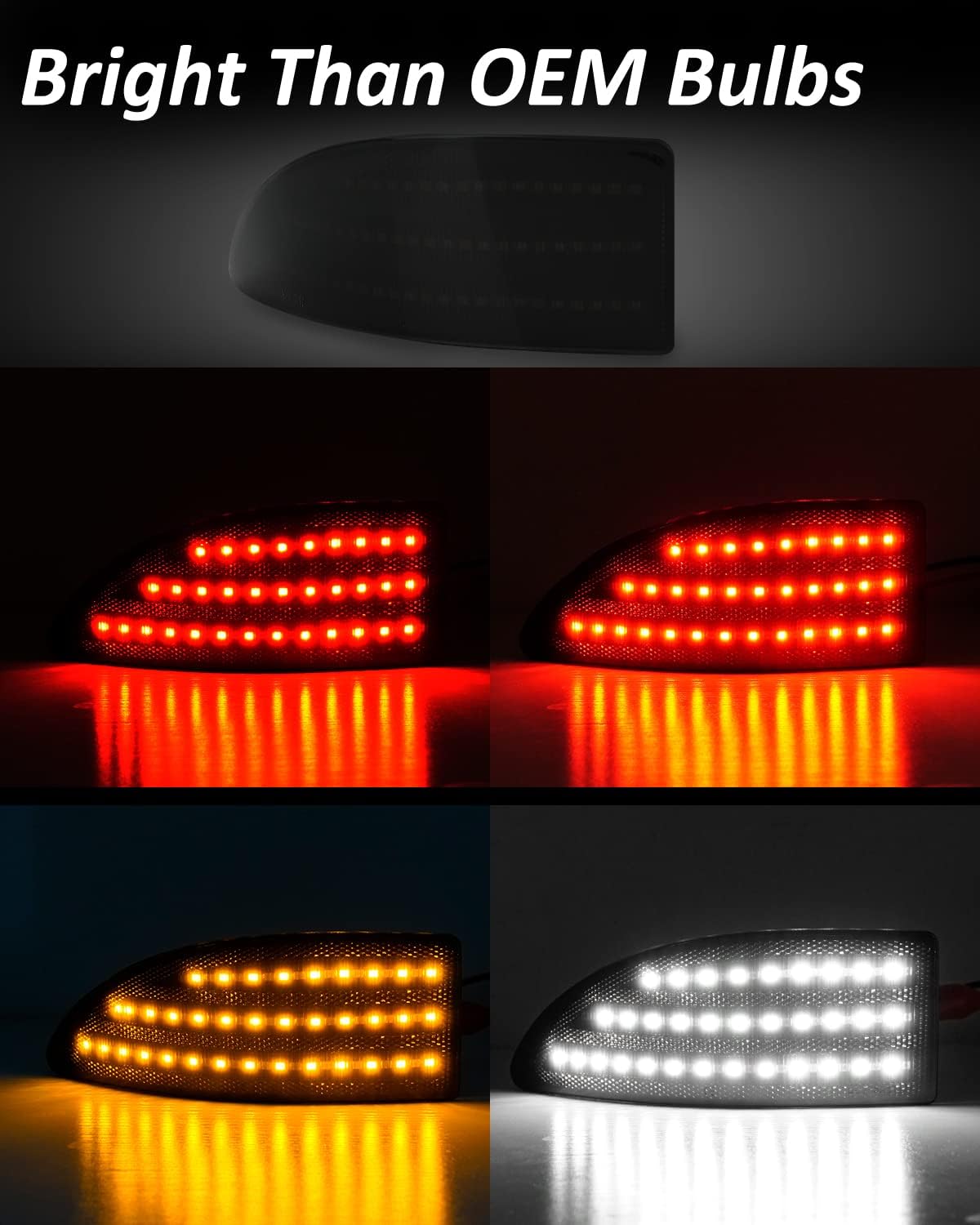 Bestview 4-In-1 Rear Bumper Reflector Light Assembly Compatible with Lexus IS250 IS350 IS-F 2006-2012, Function as Running Light Brake Light Reverse Light Turn Signal Light (Smoke Len)