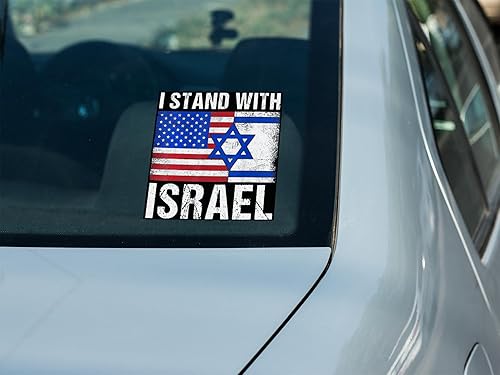 Miniatura 5 de Adhesivo con la bandera de Israel I Stand with Israel Flag Sticker Support Israel Sticker | Interior Nuestro Uso Exterior | AWPS145 (5.5 pulgadas x