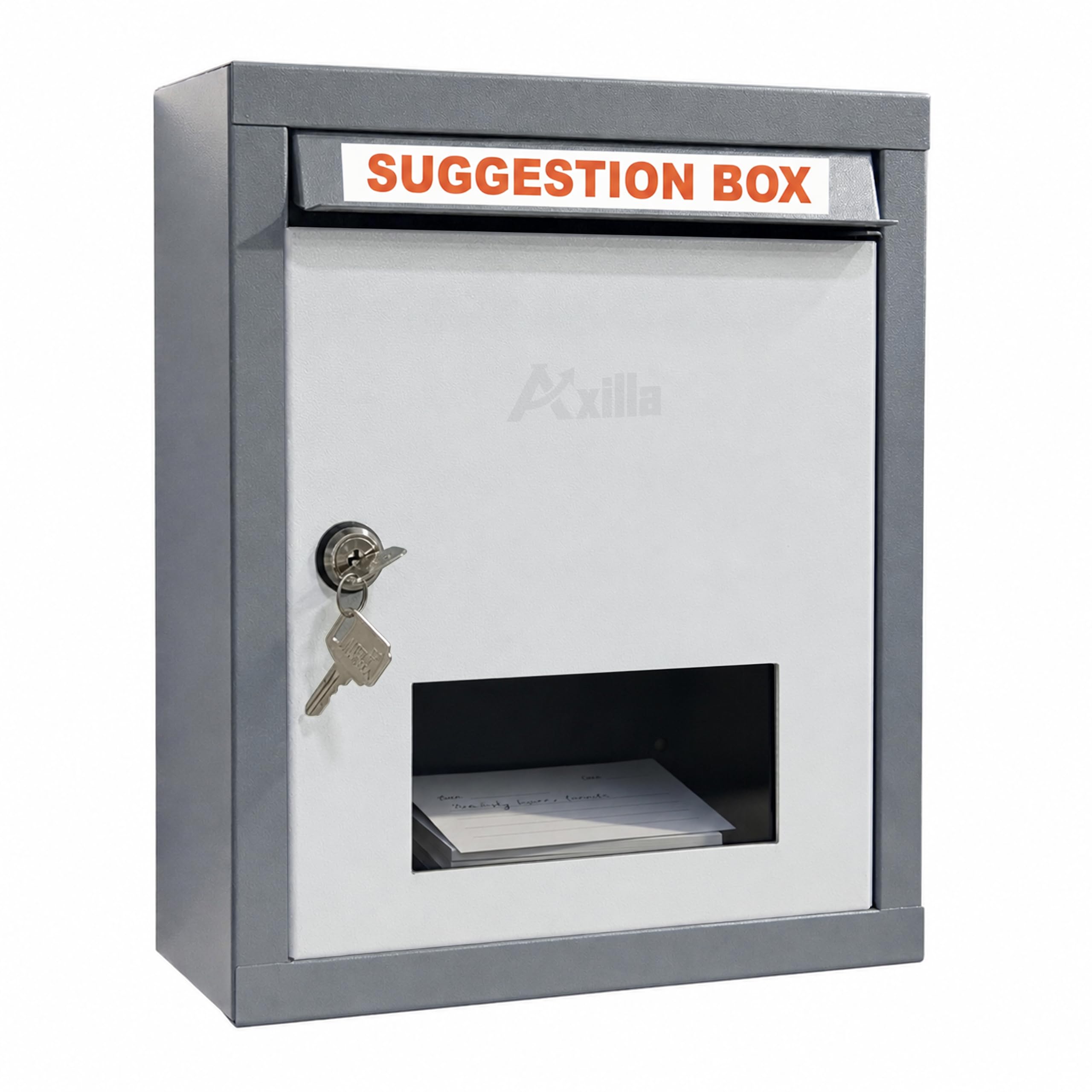Multipurpose Metal Suggestion Box | Letter Box & Post Box for Home Gate & Office | Donation & Complaint Box with Lock & Key | Wall Mount or Table Top Setup with Multi-Purpose Stickers (Grey)-image-29