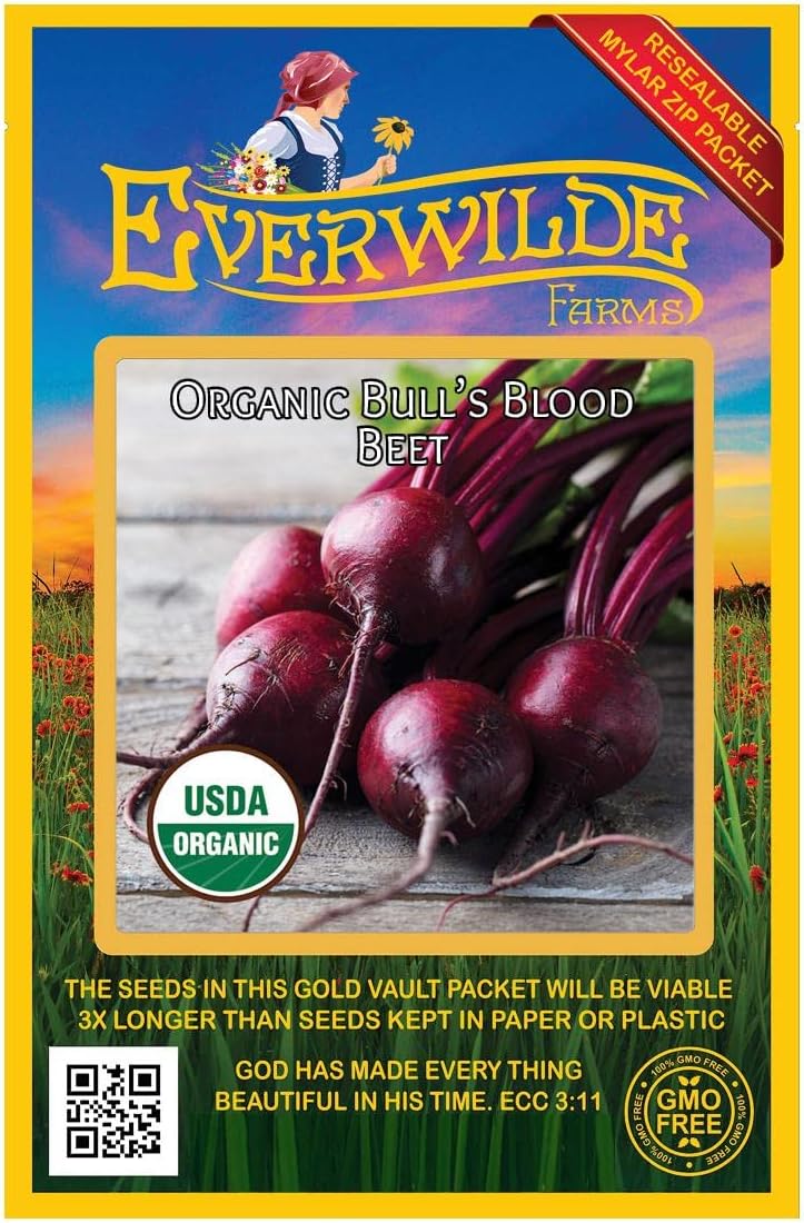 Everwilde Farms - 1/4 Lb Organic Bull's Blood Beet Seeds - Gold Vault