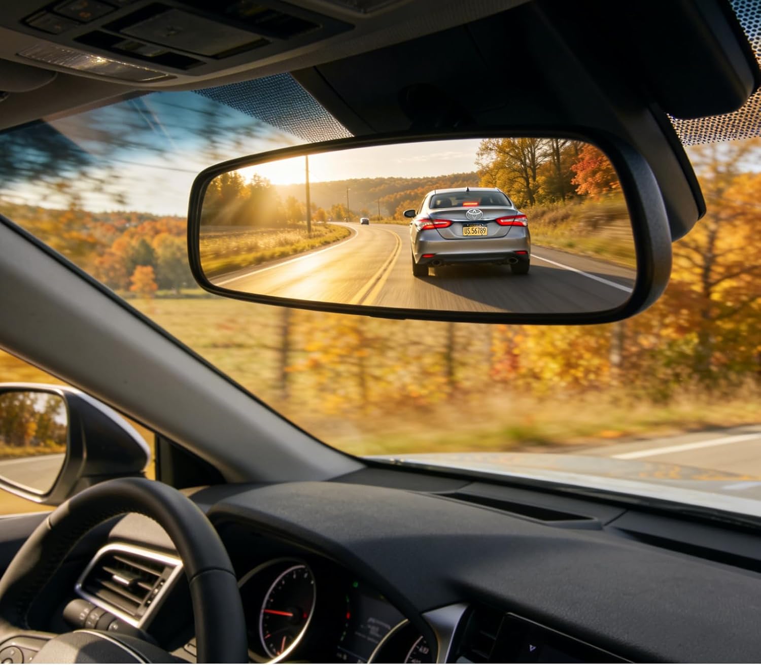 OEM Universal Day/Night Rear View Mirror with Mounting Base, Anti-Glare Car Interior Mirror Fit Toyota Camry Rav4, Nissan Rogue Altima, Honda Accord Pilot CRV, Ford F150, Kia Hyundai RAM GMC & Chevy