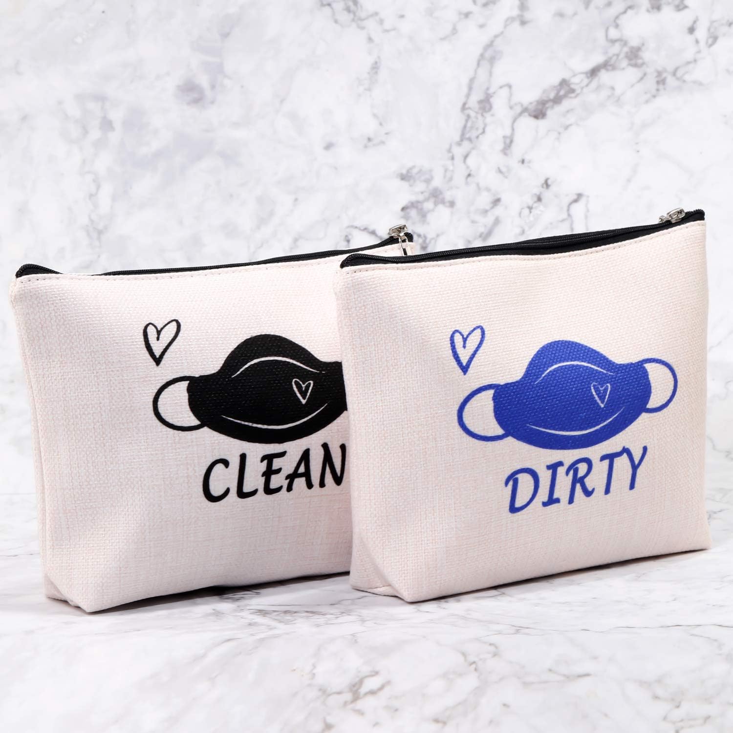 G2TUP Novelty Mask Storage Bag Clean and Dirty Canvas Bags Set Mask Holder (Clean and Dirty Set)