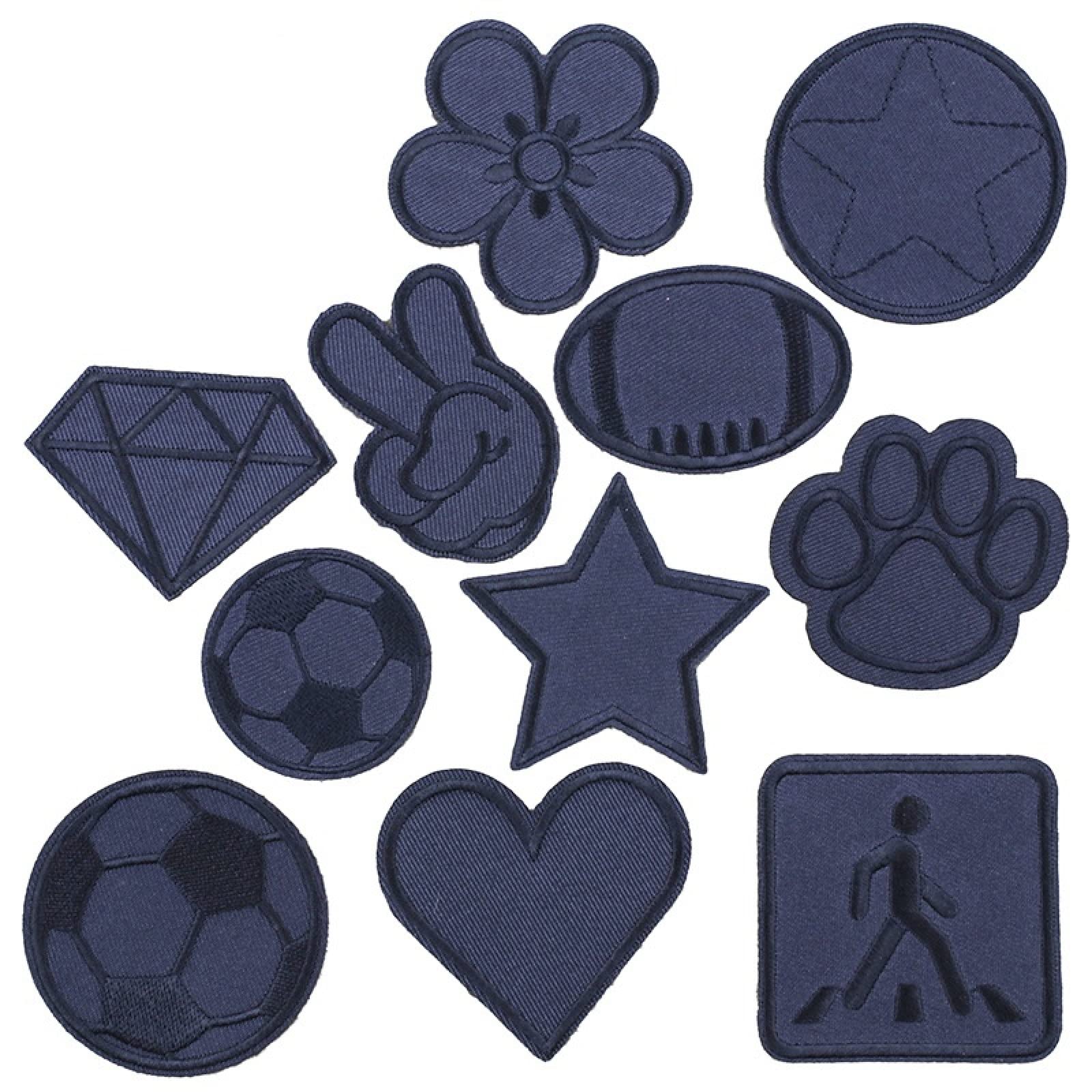 Decoration Embroidered Patches Navy Blue Twill Soccer Embroidery Cloth Patch Ironing Patches DIY Accessories, 24Pcs